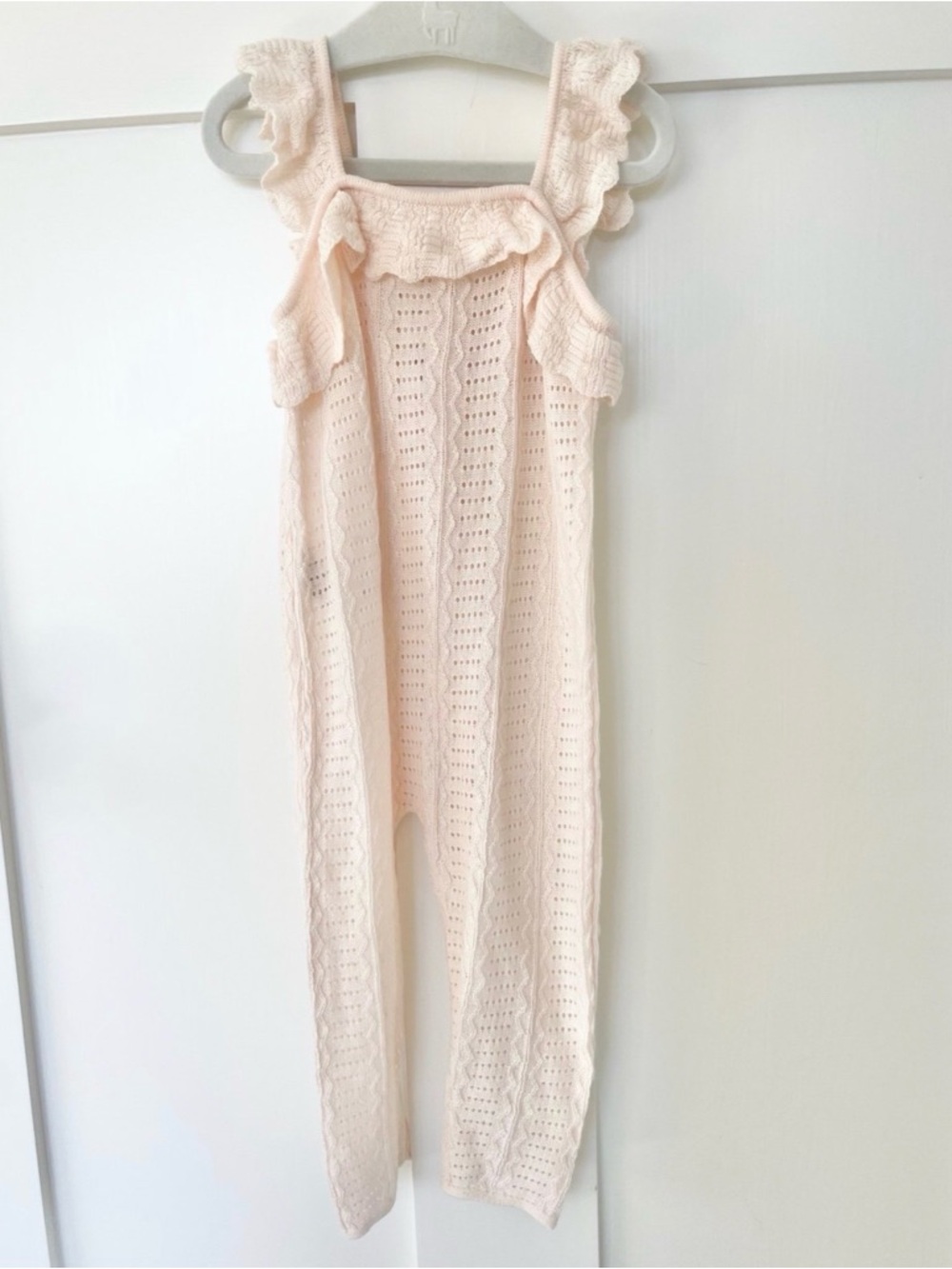 Zara Pale Blush Openwork Knit Romper